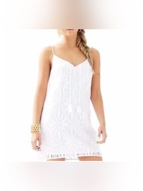Lilly Pulitzer White Crochet Spaghetti-Strap Mini Dress